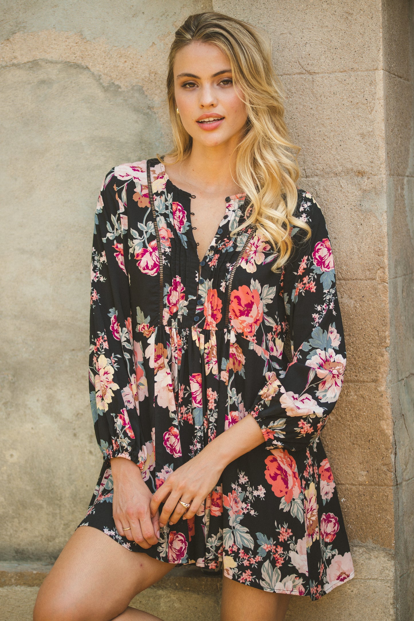 Winter Rose Black Isabella Tunic