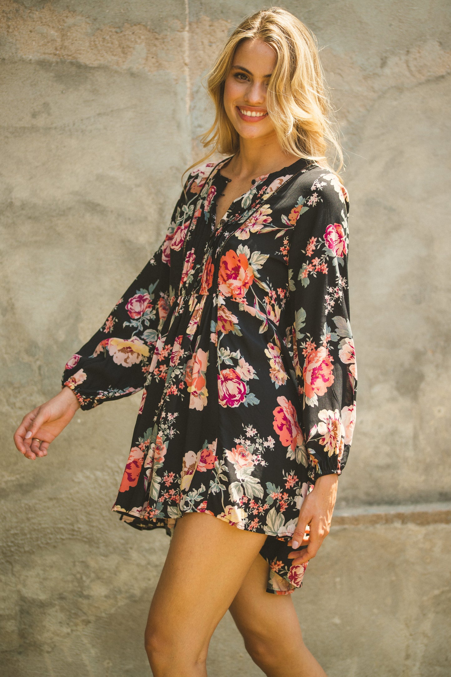 Winter Rose Black Isabella Tunic